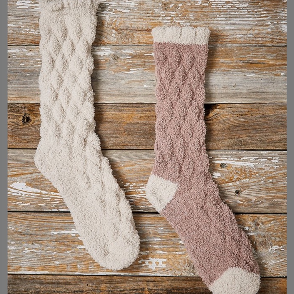 New Lemon 2pk Quilted Tipped Cozy Crew Socks